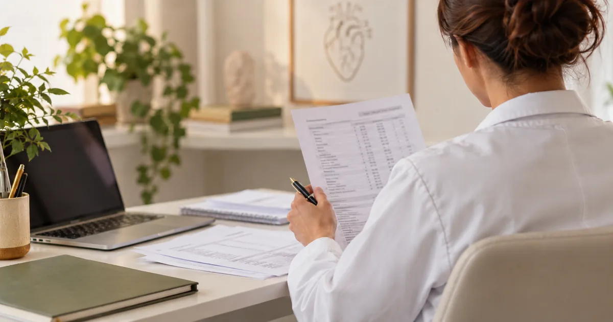 Exames antigos e atuais organizados para comparação em consulta cardiológica