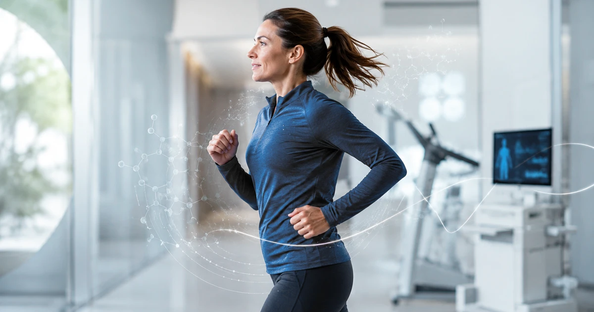 Mulher em corrida ao ar livre, representando hábitos ligados à saúde cardiovascular